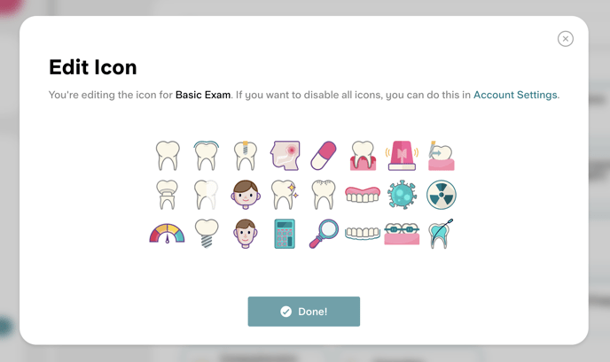 Edit icon options dental