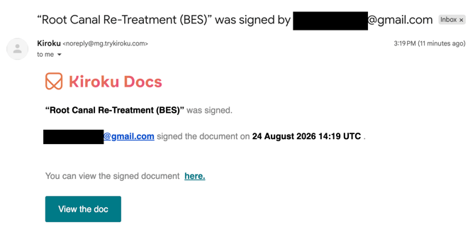 Signed Doc email notification