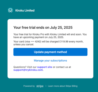 Trial ends stripe email