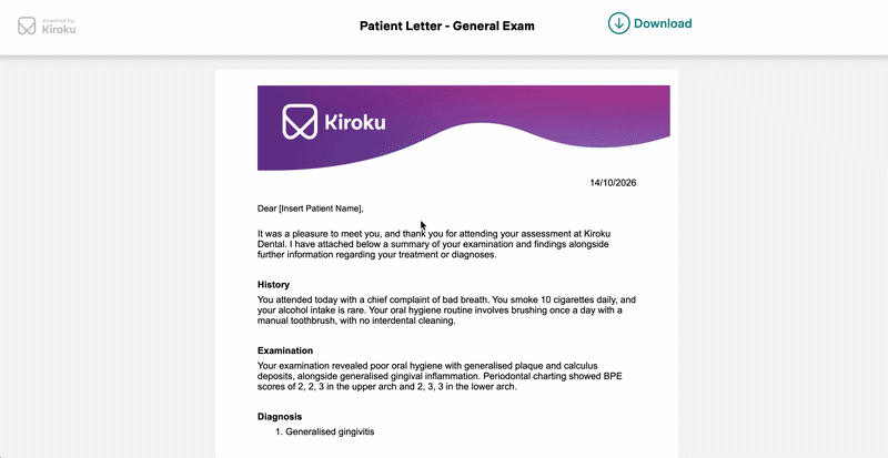 care portal - Letter with Show & Tell link